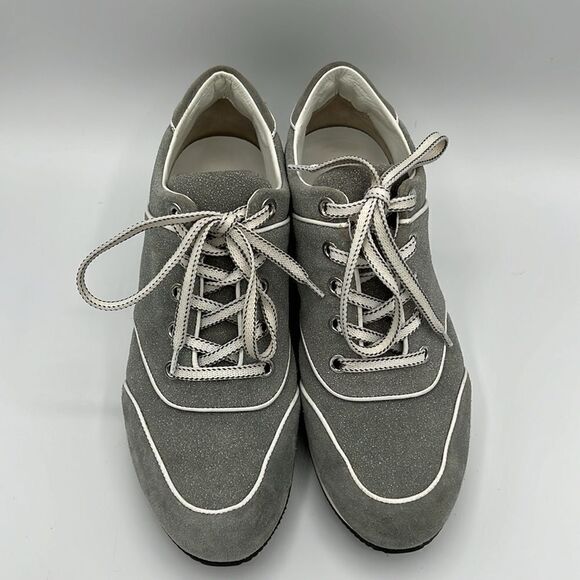 Max Mara Suede Sneakers With Small Wedge In Grey size 37.5 B24A2 - Picture 4 of 10